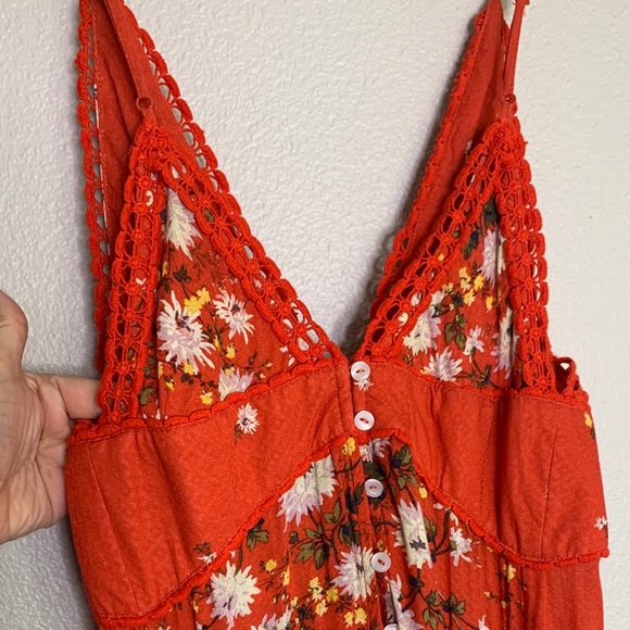 Free People Paradise Printed Maxi Dress in Red New - Picture 6 of 8